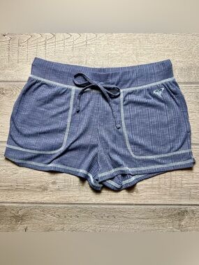 Roxy Navy Ribbed Lounge Shorts with Contrast Stitching